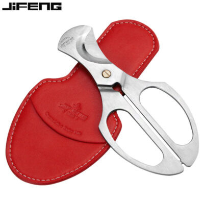 Stainless Steel Handle Cigar Scissors Cutter With Leather Case