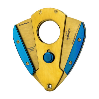 Teardrop Solid Brass Blade Cigar Cutter With Leather Case