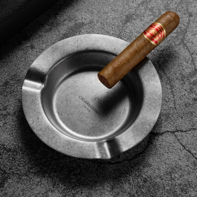 Vintage Stainless Steel Three Slot Carved Cigar Ashtray