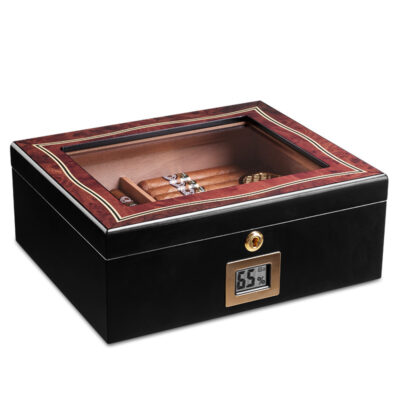 Vintage Piano Lacquer Large Cigar Humidor Box Case