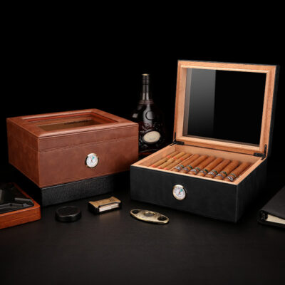 Premium Leather Jacket Large Cigar Humidor Box Case