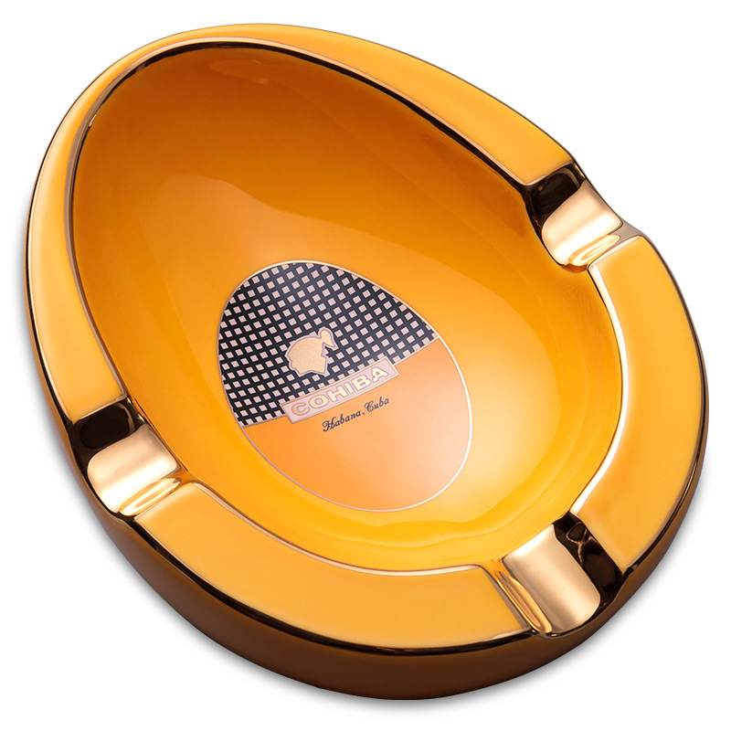 Luxury Large Ceramics Three Slot Cigar Painted Ashtray