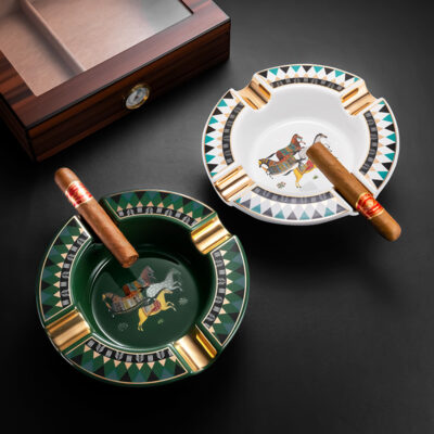 Premium Ceramics Four Slot Pattern Cigar Ashtray