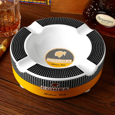 Cohiba Ceramics Four Slot Painting Cigar Ashtray