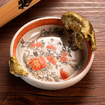 Vintage Ceramics Single Slot Painting Cigar Ashtray