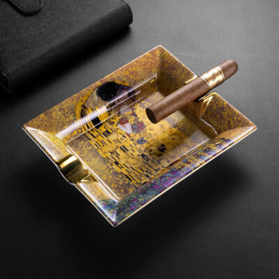 Luxury Vintage Ceramics Two Slot Painting Cigar Ashtray