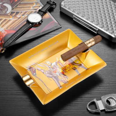 Premium Ceramics Two Slot War Horse Pattern Ashtray