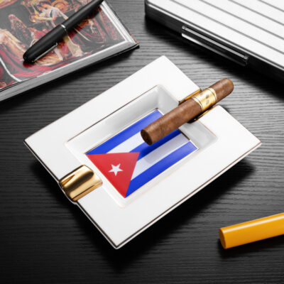 Premium Ceramics Two Slot Cuba Pattern Ashtray