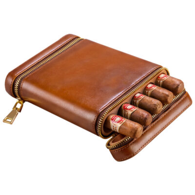 Portable Travel Leather Cigar Case For 5 Cigars