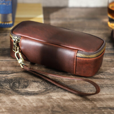 Luxury Travel Leather Cigar Accessories Pouch Storage Bag