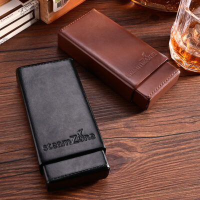 Portable Travel Leather Cigar Humidor Case For 3 Cigars