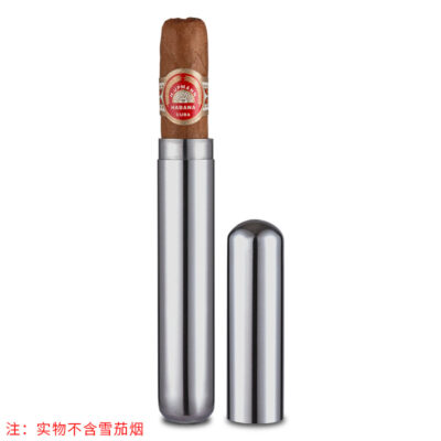 Classic Stainless Steel Single Cigar Tube Humidor Jar Case