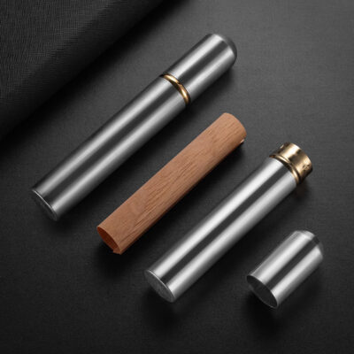 Classic Aluminum Alloy Single Cigar Tube Humidor Jar Case