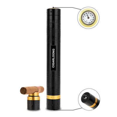 Stainless Steel Cigar Tube Humidor Jar Case With Hygrometer