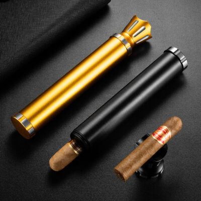 Classic Cigar Tube Humidor Jar Case With Cigar Stand