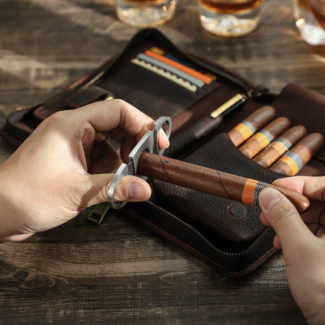 Travel Leather Cigar Humidor Case Pouch Storage Bag - Image 10