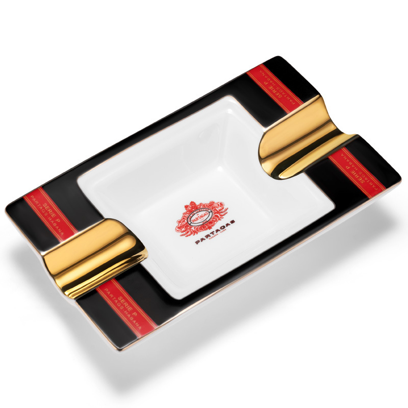 Luxury Elegant Ceramics Two Slot Cigar Painted Ashtray - Image 11