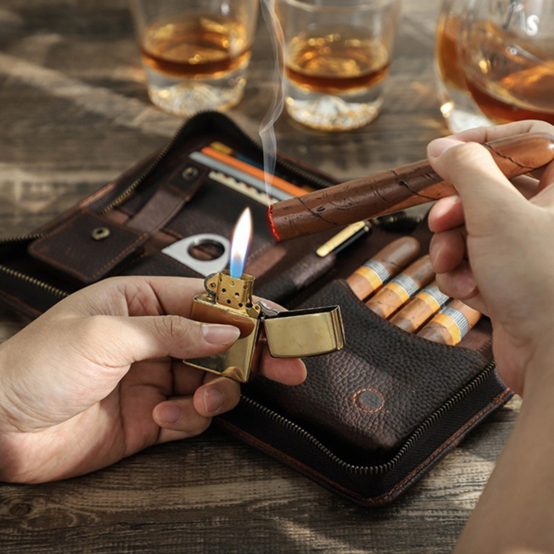 Travel Leather Cigar Humidor Case Pouch Storage Bag - Image 11