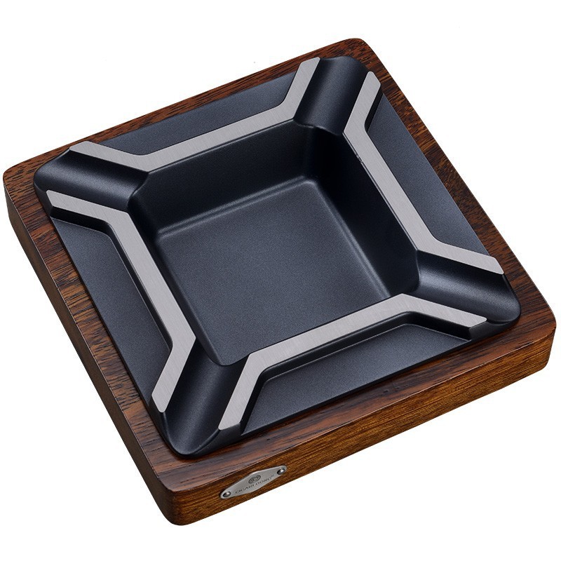 Vintage Merbau Wood Four Slot Inlaying Cigar Ashtray - Image 2