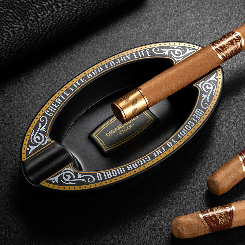 Luxury Elegant Resin Two Slot Cigar Painted Ashtray - Image 2