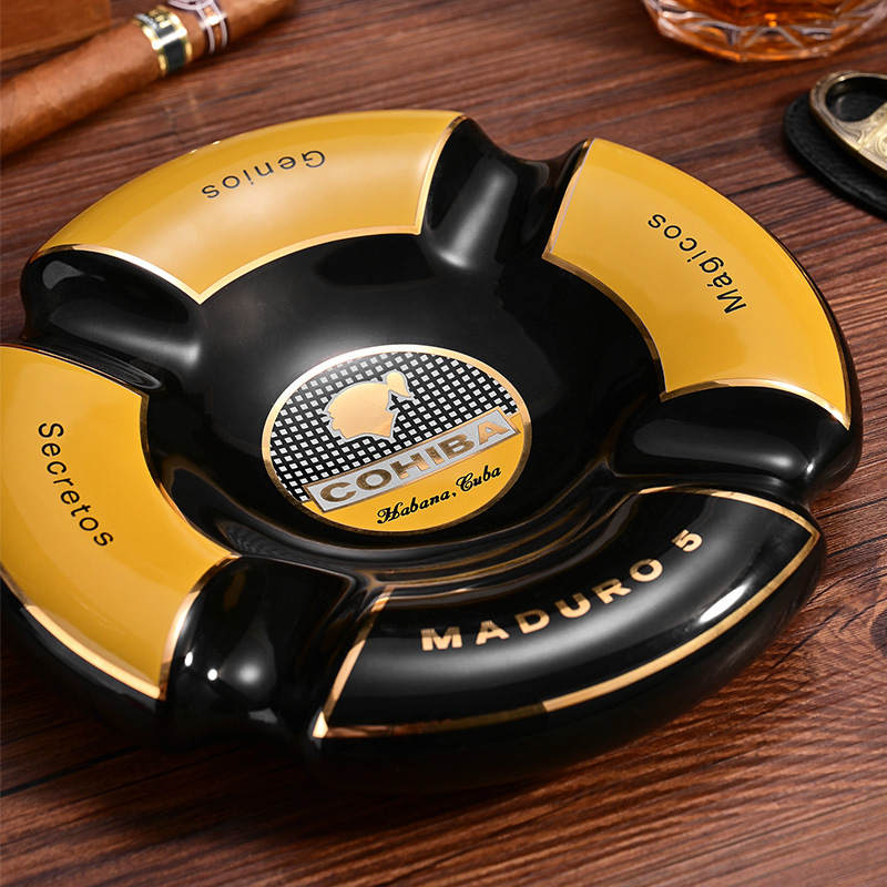 Luxury Ceramics Four Slot Cigar Painted Ashtray - Image 2