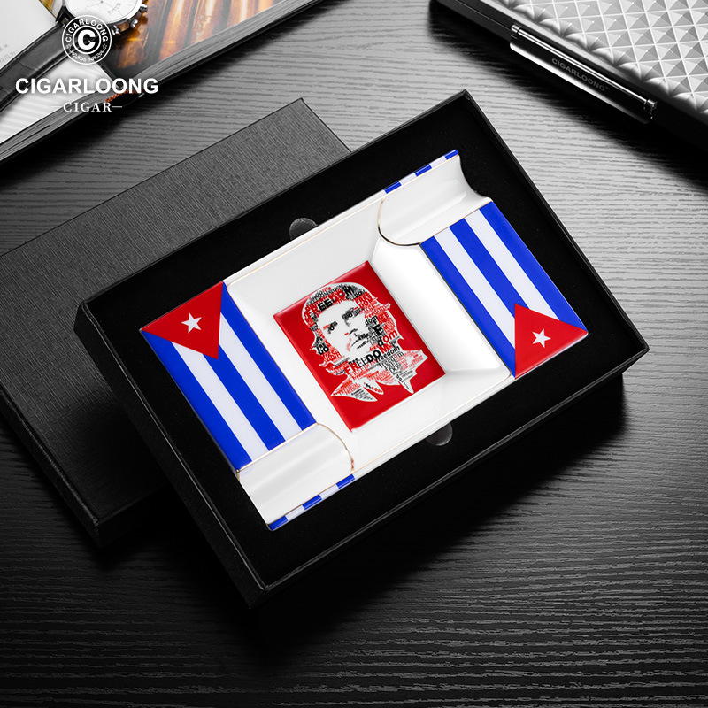 Premium Ceramics Painted Two Slot Checkered Pattern Ashtray - Image 2