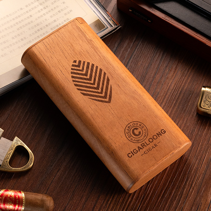 Travel Slide Type Cedar Wood Adjustable Cigar Holders Case - Image 2