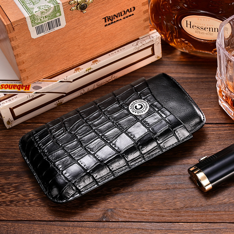 Travel Portable Leather Cigar Humidor Case For 3 Cigars - Image 2