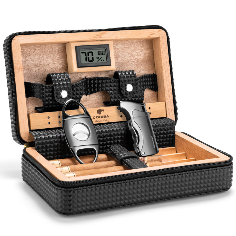 Vintage Silicone Leather Cigar Humidor Box Case - Image 3