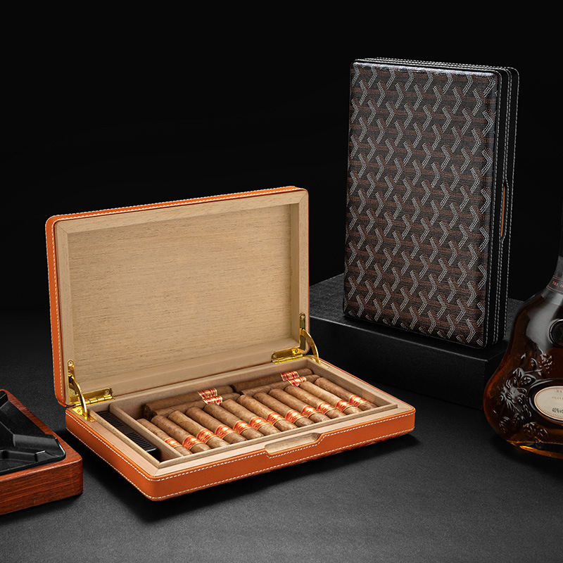 Portable Travel Leather Jacket Cigar Humidor Box Case - Image 3