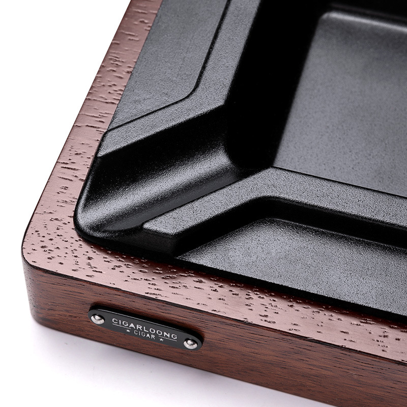 Vintage Merbau Wood Four Slot Inlaying Cigar Ashtray - Image 3