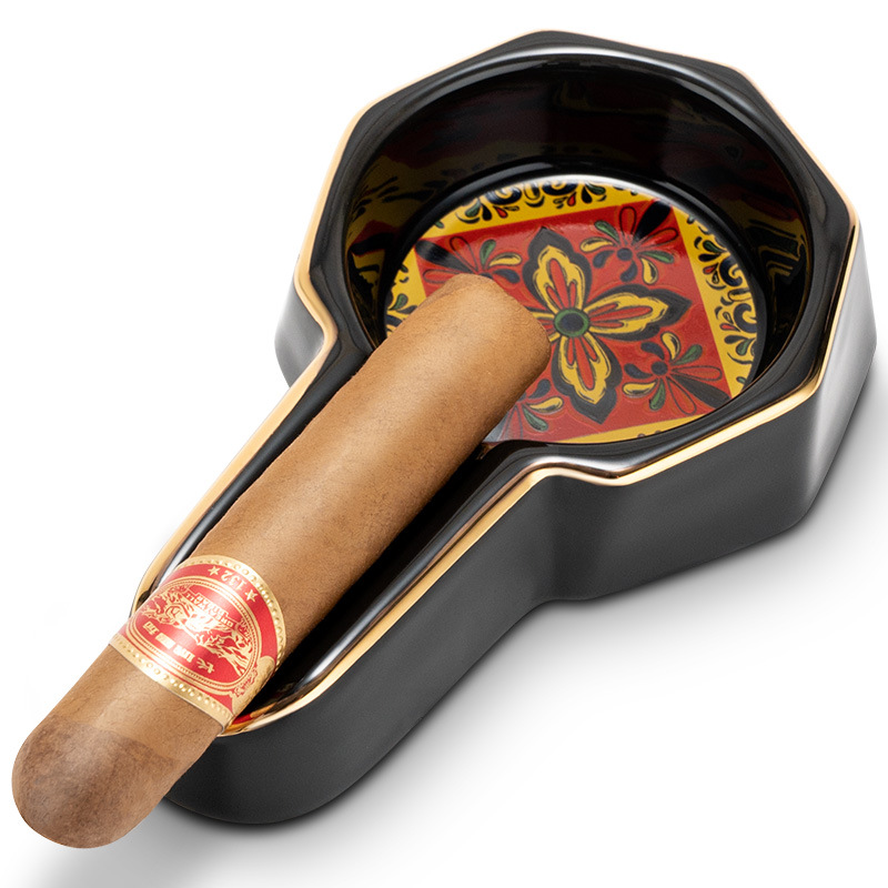 Classic Large Ceramics Single Slot Cigar Painted Ashtray - Image 3
