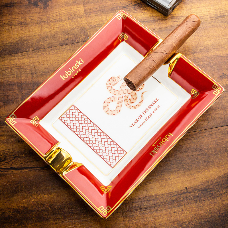 Premium Ceramics Painted Two Slot Year of the Snake Ashtray - Image 2