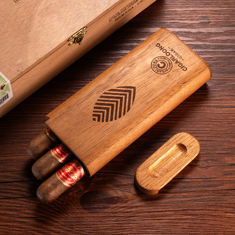 Travel Slide Type Cedar Wood Adjustable Cigar Holders Case - Image 3