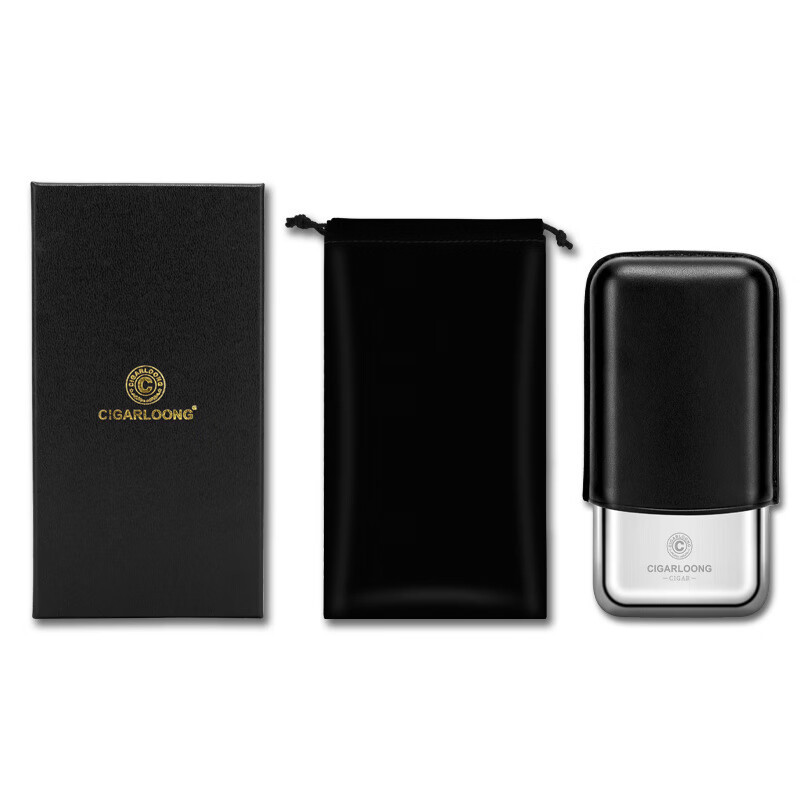 Portable Stainless Steel With Leather Cigar Case For 3 Cigars - Image 3