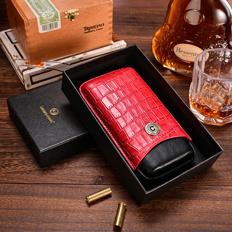 Travel Portable Leather Cigar Humidor Case For 3 Cigars - Image 3