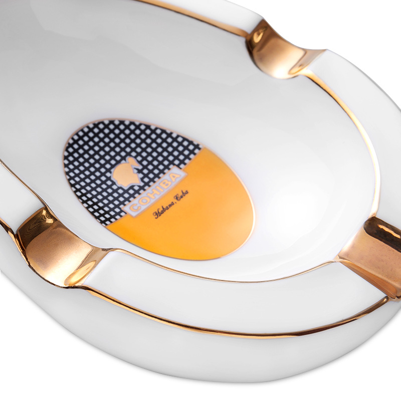 Luxury Large Ceramics Three Slot Cigar Painted Ashtray - Image 4