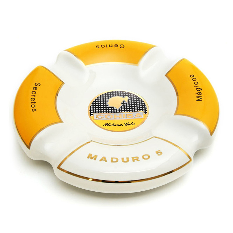 Luxury Ceramics Four Slot Cigar Painted Ashtray - Image 4