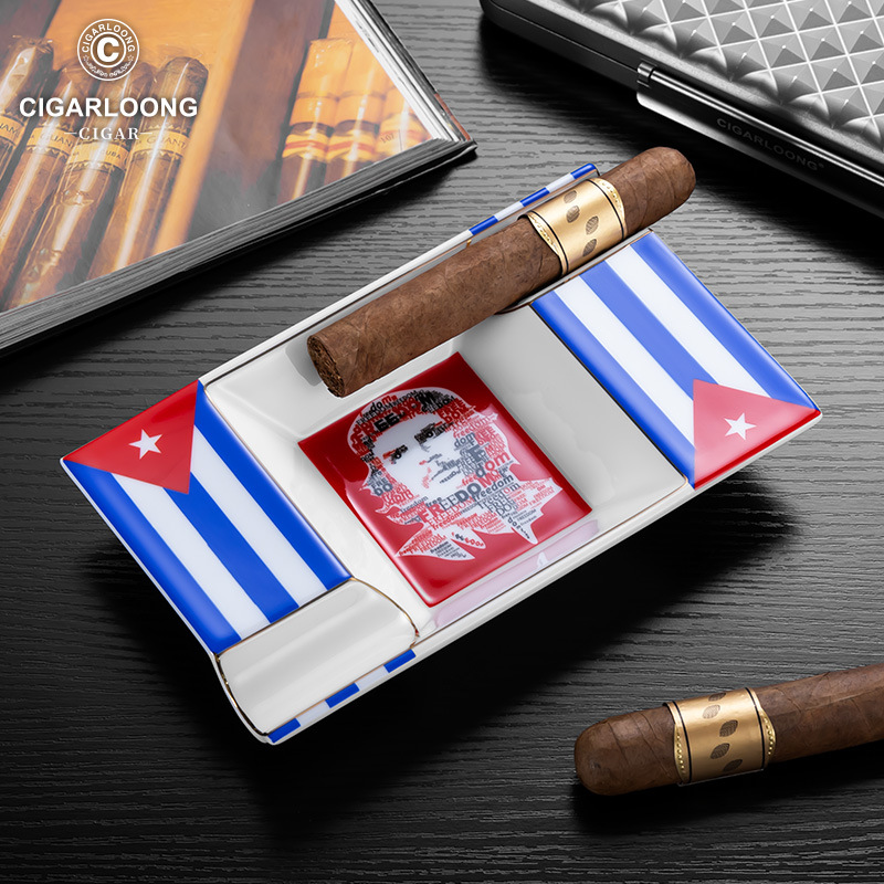 Premium Ceramics Painted Two Slot Checkered Pattern Ashtray - Image 4