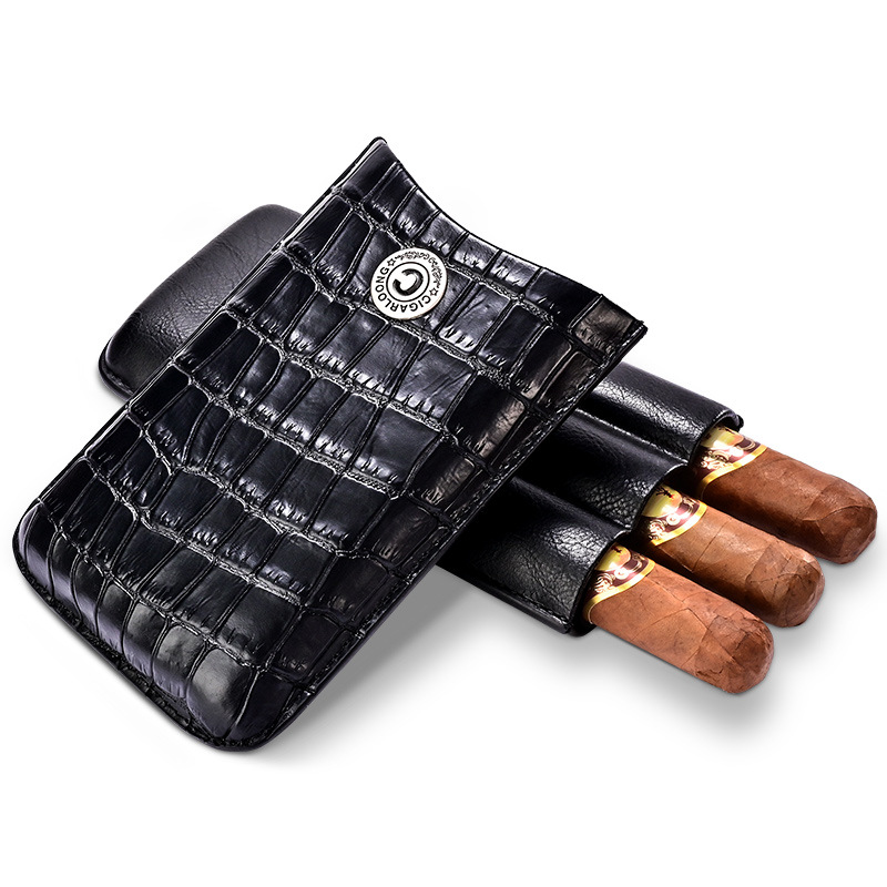 Travel Portable Leather Cigar Humidor Case For 3 Cigars - Image 4