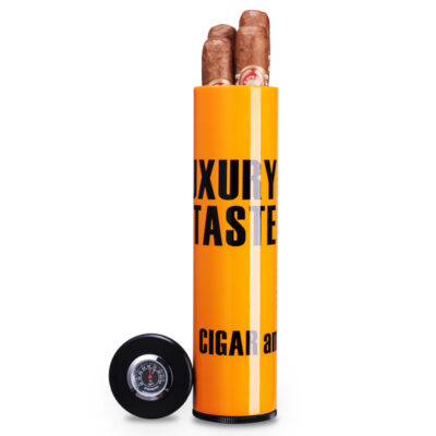 Titanium Cigar Tube Humidor Jar Case With Hygrometer
