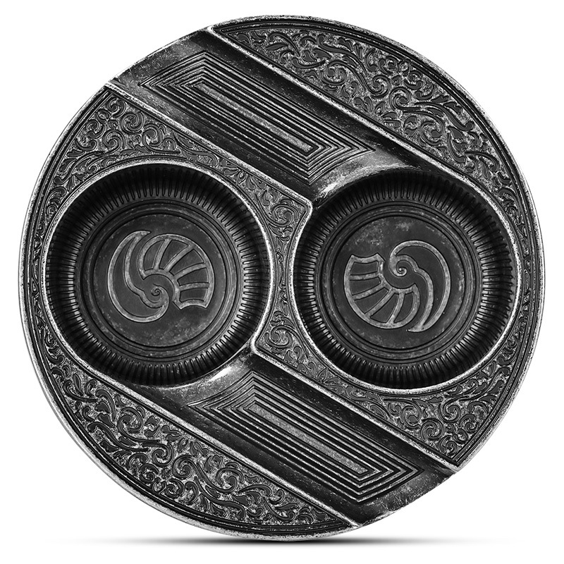 Vintage Etching Brass Tai Chi Pattern Cigar Ashtray - Image 5