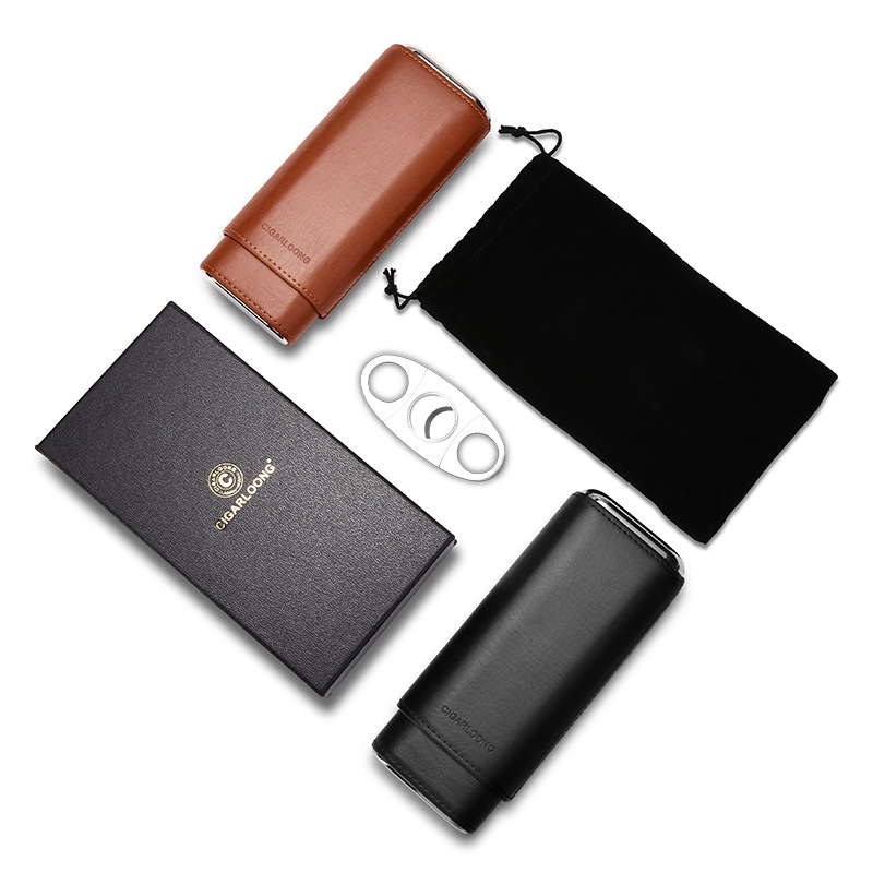 Portable Cedar Wood Cigar Case For 3 Cigars With Cigar Cutter - Image 4