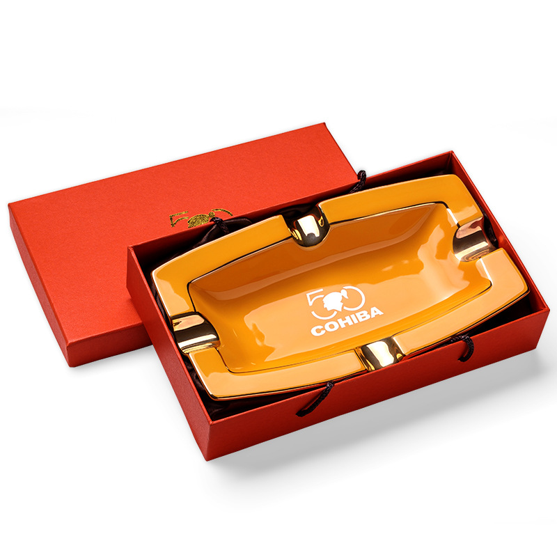 Cohiba Ceramics Four Slot Plated Cigar Ashtray - Image 5