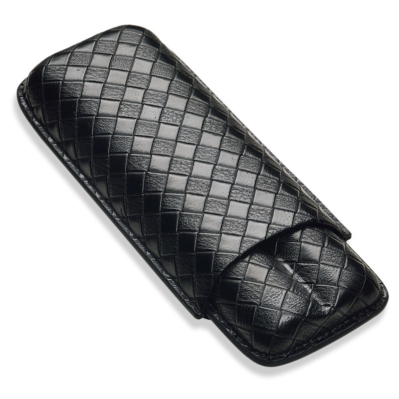 Classic Travel Leather Pattern Cigar Case For 2 Cigars - Image 5