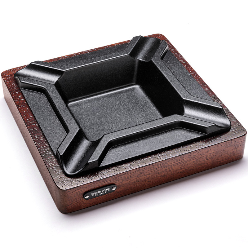 Vintage Merbau Wood Four Slot Inlaying Cigar Ashtray - Image 5