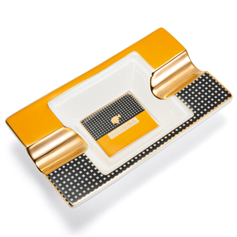 Luxury Elegant Ceramics Two Slot Cigar Painted Ashtray - Image 6