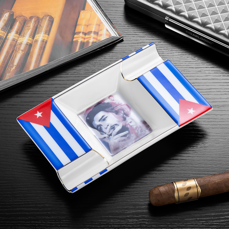 Premium Ceramics Painted Two Slot Checkered Pattern Ashtray - Image 6