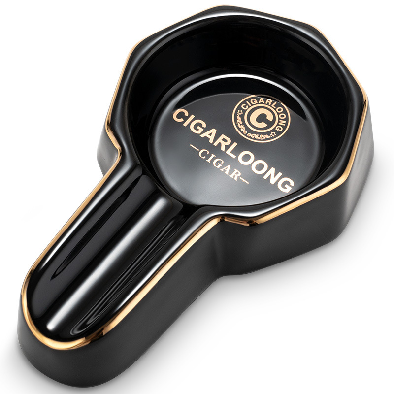 Classic Large Ceramics Single Slot Cigar Painted Ashtray - Image 7