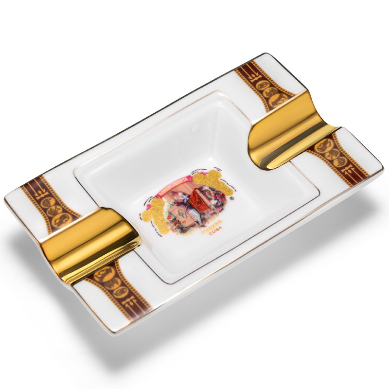 Luxury Elegant Ceramics Two Slot Cigar Painted Ashtray - Image 7